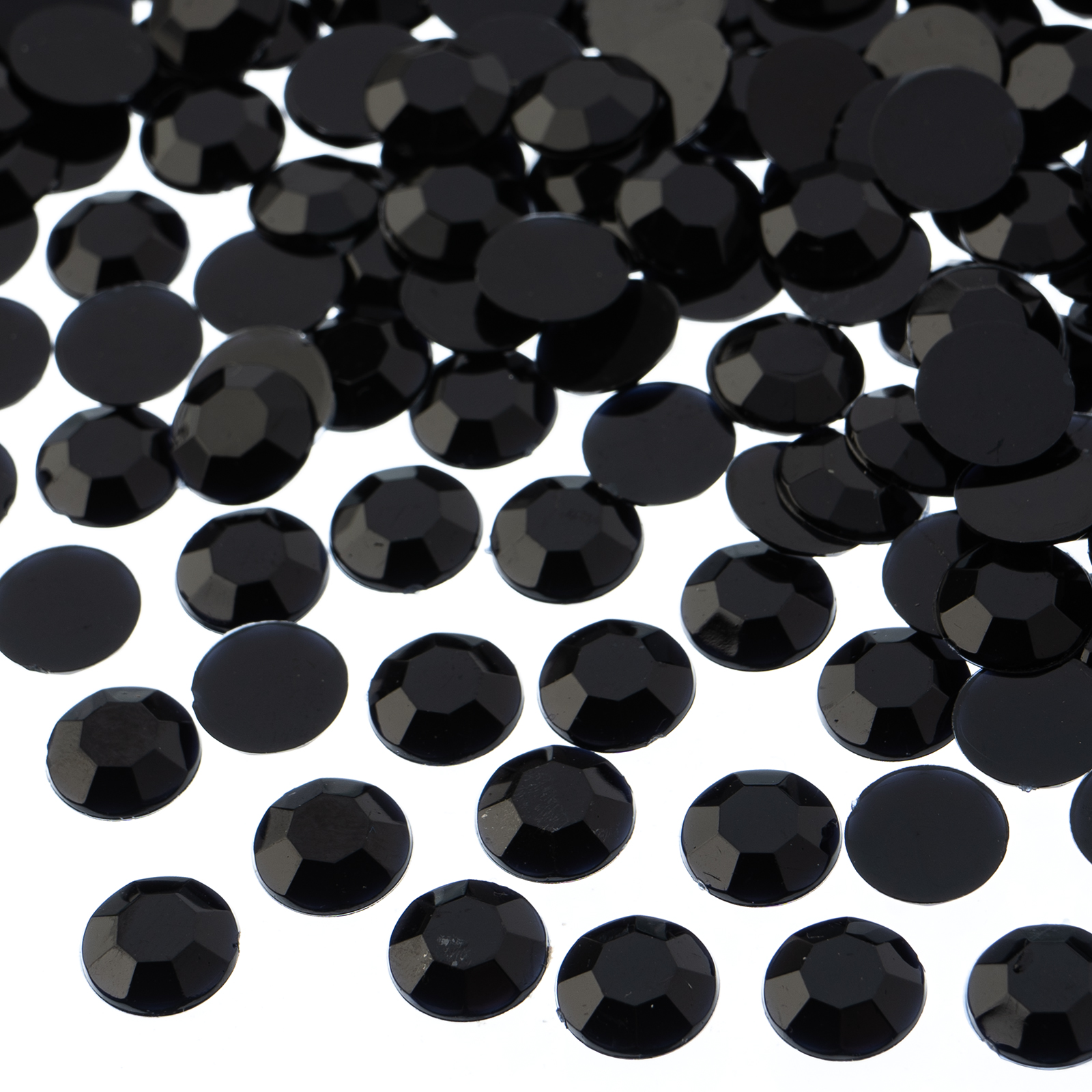 Acrylic Round Flat Back Rhinestones 10mm (ss45) Black 500pcs/bag